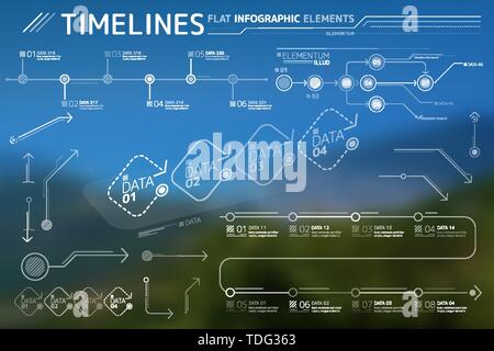 Timelines Flat Infographic Elements Collection Stock Vector