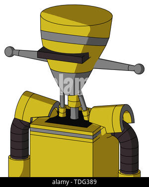 Portrait style yellow droid with vase head and black visor cyclops . Stock Photo