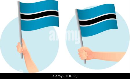 Botswana flag in hand. Patriotic background. National flag of Botswana vector illustration Stock Vector