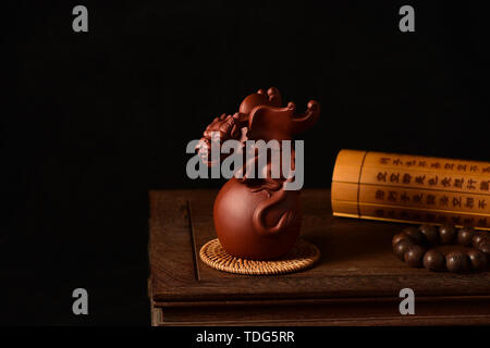 Purple sand teapot tea cup tea set tea culture tea pet Feilong Stock Photo