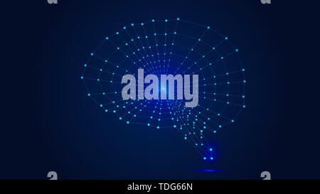 Point line link composition abstract brain, abstract futuristic scientific and technical background Stock Photo