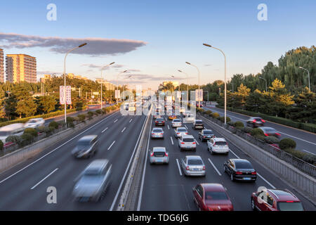 Traffic flow in Beijing, China Stock Photo