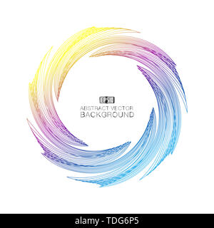 A spiral abstract figure composed of color gradient lines. Stock Photo