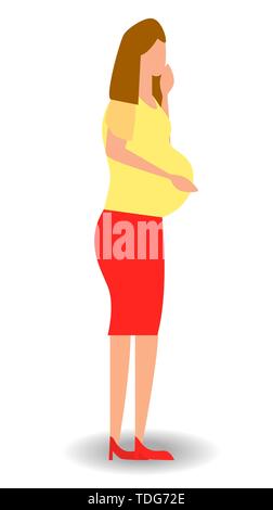 A woman dreams of a child. Pregnant woman dreaming of her baby Stock Vector