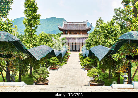 Bai Dinh Pagoda - The biggiest temple complex in Vietnam in Trang An, Ninh Binh. Stock Photo