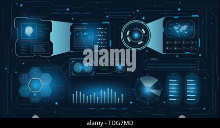 Hud interface or technology graphic display on blue background vector illustration Stock Vector