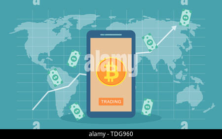 Bitcoin trading concept creative illustration Stock Photo