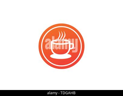 Big hot cup of cafe warm caffee logo design illustration Stock Vector