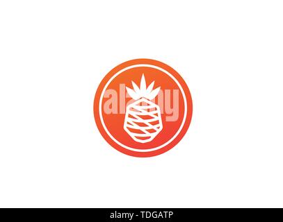 ananas fruit in a shape, pineapple for logo design illustration Stock Vector