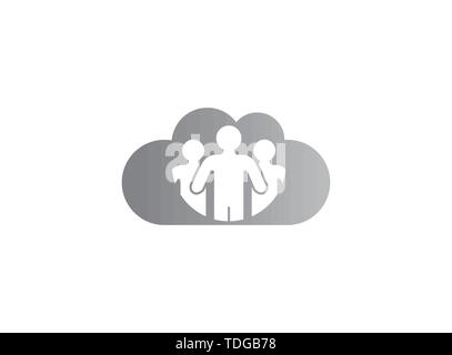 People and family for logo Design illustration, team and group in a cloud shape icon Stock Vector