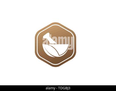 Pharmacy bio and naturel recipe logo design illustration in the shape Stock Vector