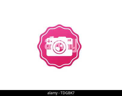 Photographe an old style camera logo design illustration in the shape Stock Vector