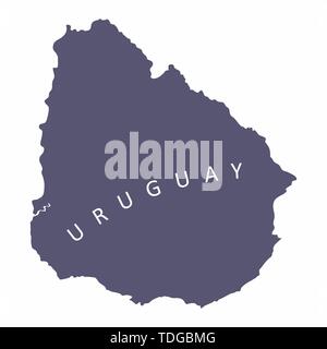 Uruguay silhouette map isolated on white background Stock Vector
