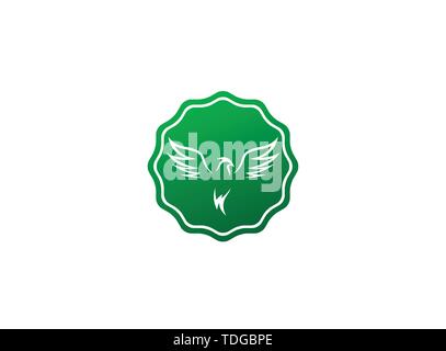 Phoenix flying bird and eagle open wings Logo Design illustration in the shape Stock Vector
