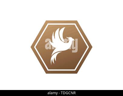 Phoenix flying bird and eagle open wings Logo Design illustration in the shape Stock Vector