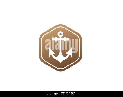 Anchor for boat and yacht logo design illustration in the shape icon Stock Vector