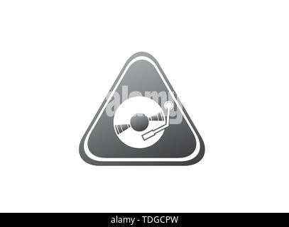 Vinyl disk for dj mixing music logo design illustration in the shape Stock Vector