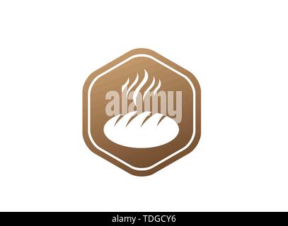 Creative hot Bread in the shape for logo design illustration Stock Vector