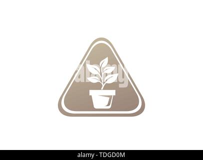 Plant in the Pot with some leaves for logo Vector Design, illustration in a shape Stock Vector