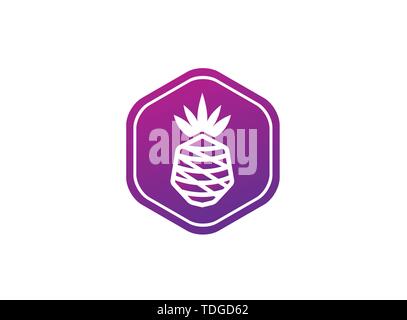 ananas fruit in a shape, pineapple for logo vector design illustration Stock Vector