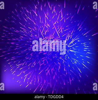 Festive patterned fireworks, bursting in various forms, sparkling pictograms Abstract. New Year and birthdays. Stock Vector