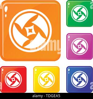 Covered objective icons set vector color Stock Vector