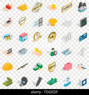 Corporate icons set, isometric style Stock Vector