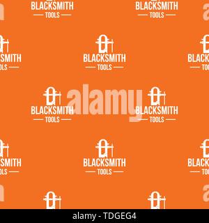 Blacksmith tool pattern vector orange Stock Vector