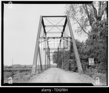 NORTHEAST TRUSS OPENING - Half-Mound Bridge, Spanning Delaware River on Federal Aid Secondary Route 1325, Valley Falls, Jefferson County, KS; General Construction Company Stock Photo