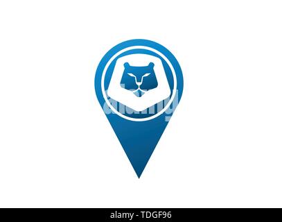 Orange lion head and face for logo design illustration, animal king icon Stock Vector