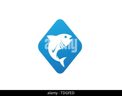 tona blue fish in symbol design illustration, tuna marine life icon in the shape Stock Vector