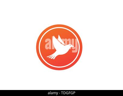 Bird or dove open wings and fly inside a circle for logo design illustration in the shape Stock Vector