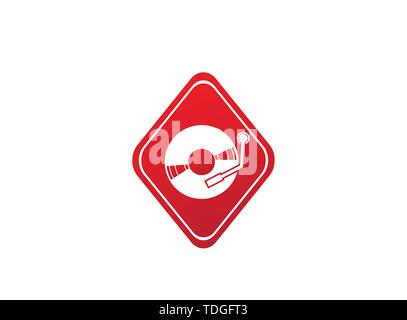 Vinyl disk for dj mixing music logo design illustration in the shape Stock Vector