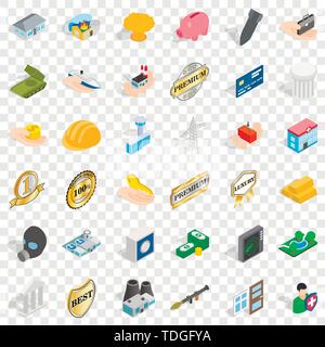 Place icons set, isometric style Stock Vector