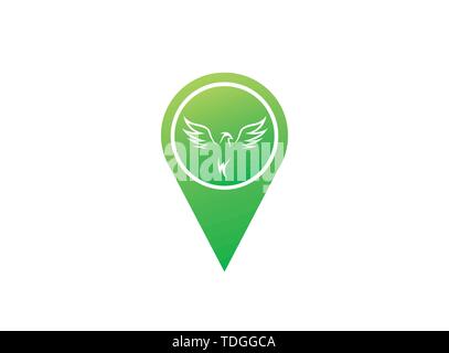 Phoenix flying bird and eagle open wings Logo Design illustration in the shape Stock Vector