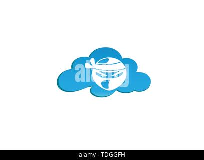 Ninja head with angry face design illustration in a cloud shape icon Stock Vector