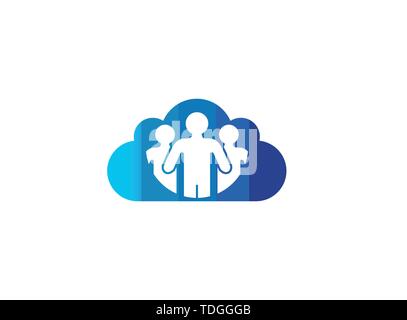 People and family for logo Design illustration, team and group in a cloud shape icon Stock Vector