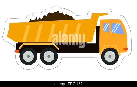 Tipper Truck. Dump truck. Cartoon style, childlike illustration, toy Stock Vector
