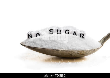 Spoon  full of sugar substitute stevia. No sugar concept Stock Photo