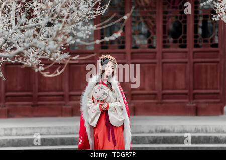 Ancient costume Chinese style winter plum blossom portrait girl ...