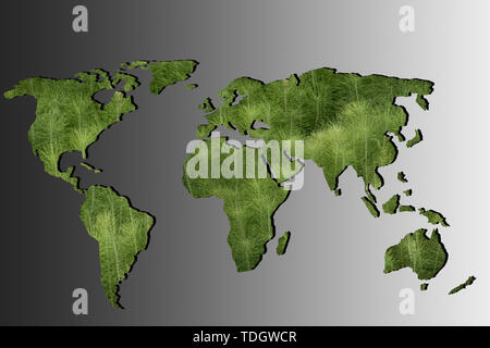 Roughly outlined world map with white background Stock Photo