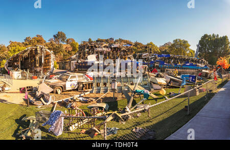 Airplane crash, scene from a movie arranged in Universal Studios Hollywood Stock Photo