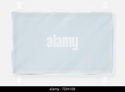 Glass plates set. Glass banners on transparent background. Flat glass. Vector illustration. Stock Vector