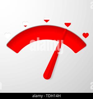 Love meter. Valentines Day card element in simple flat style. Vector illustration. Stock Vector