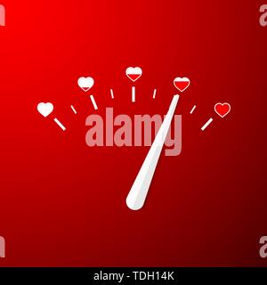 Love meter. Valentines Day card element in simple flat style. Vector illustration. Stock Vector