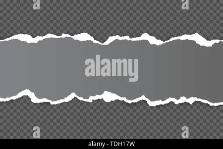 Horizontal torn paper edge. Ripped squared horizontal white paper strips. Vector illustration. Stock Vector