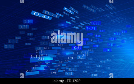 Glowing lines with digitally constructed network tech big data background Stock Photo