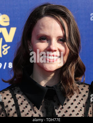 Sarah Ramos arrives at the 2019 MTV Movie And TV Awards held at Barker