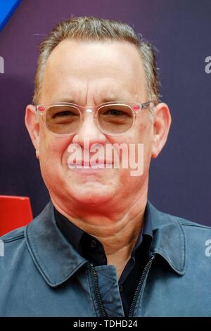 London, UK. 16th June 2019. Tom Hanks poses on the red carpet for the European premiere of Toy Story 4 held at the Odeon Luxe, Leicester Square, London on Sunday, Jun. 16, 2019 . Credit: Julie Edwards/Alamy Live News Stock Photo
