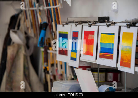 London, UK. 16th June 2019. The studio of Duart Bel Silva - Artists open up their workspaces to the public for the weekend. Open Studios, Thames-Side Studios, Woolwich, London. Credit: Guy Bell/Alamy Live News Stock Photo